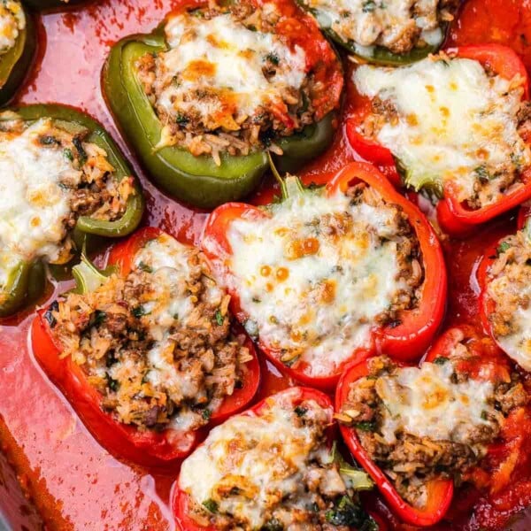 Italian stuffed peppers recipe featured image.