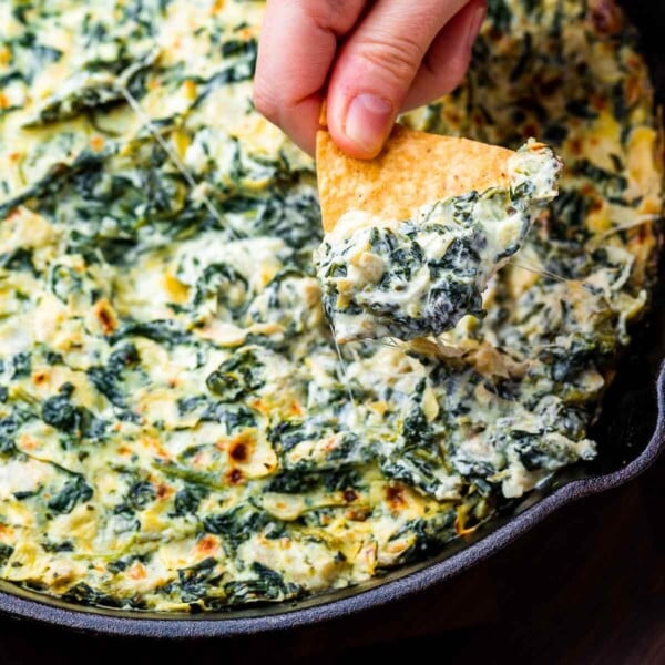 Spinach artichoke dip recipe featured image.