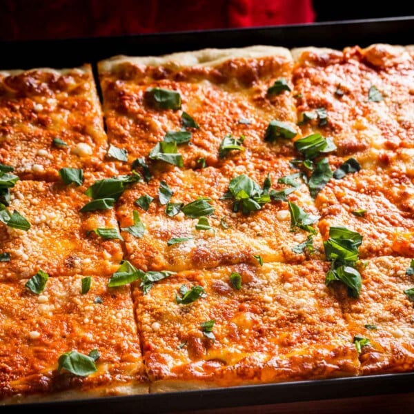 Vodka sauce Grandma pizza featured image.